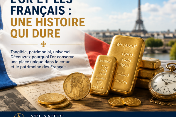 Pièces et lingots d'or représentant la place de l'or dans le patrimoine des Français