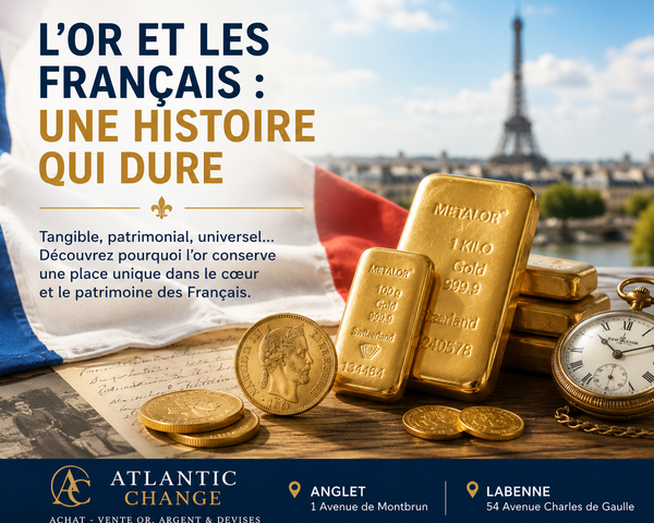 Pièces et lingots d'or représentant la place de l'or dans le patrimoine des Français