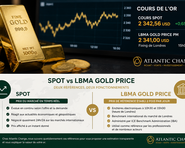 Cours Spot, fixing et LBMA : quelles différences ?
