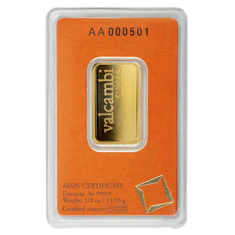 1/2 oz Lingot Valcambi| Or 99,9%