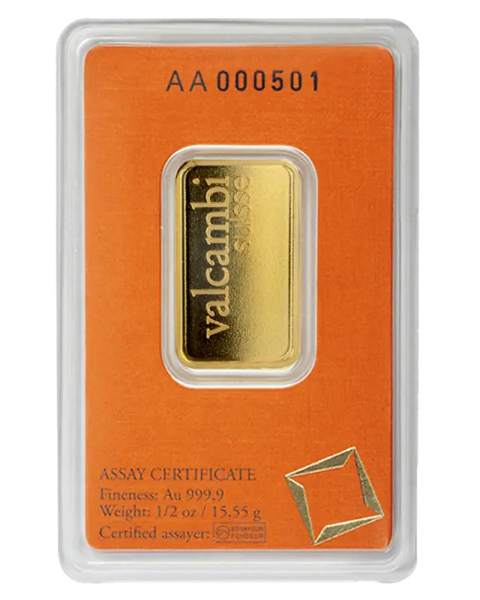 1/2 oz Lingot Valcambi| Or 99,9%