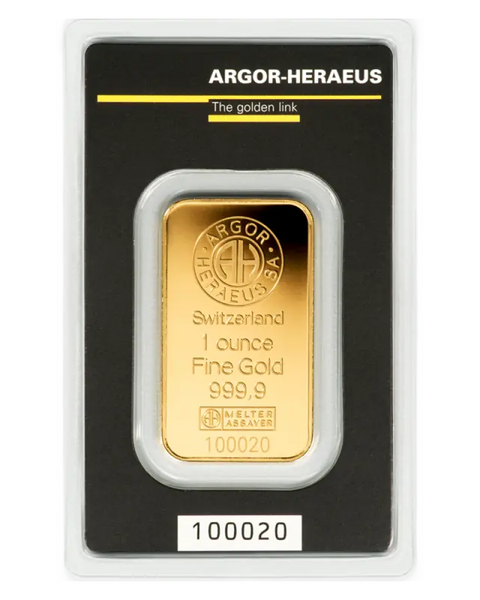 1 oz Lingot Argor-Heraeus| Or 99,9%