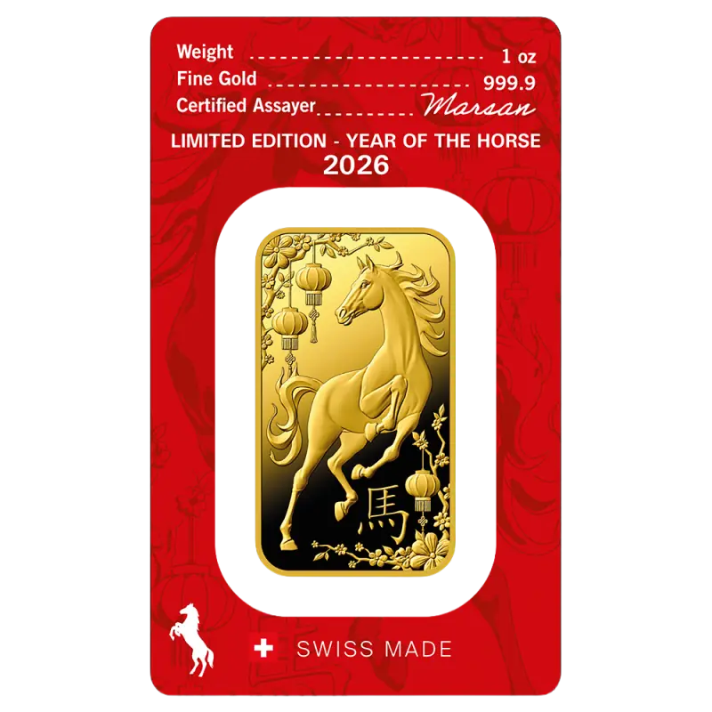 1 oz Lingot Argor-Heraeus | Year Of The Horse | 2026| Or 99,9%