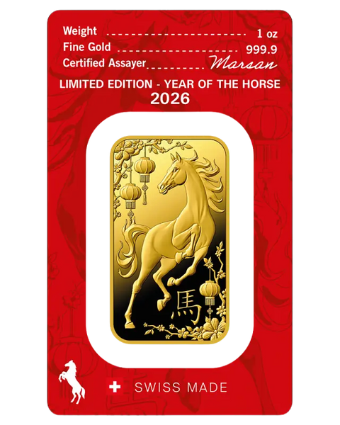 1 oz Lingot Argor-Heraeus | Year Of The Horse | 2026| Or 99,9%