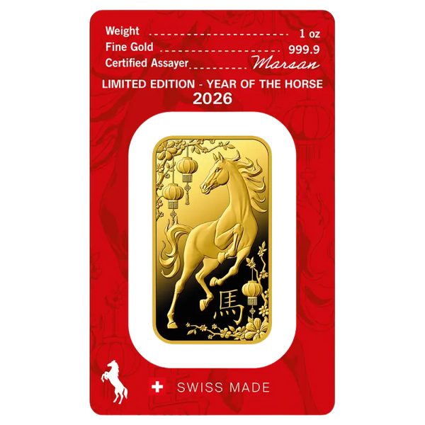 1 oz Lingot Argor-Heraeus | Year Of The Horse | 2026| Or 99,9%