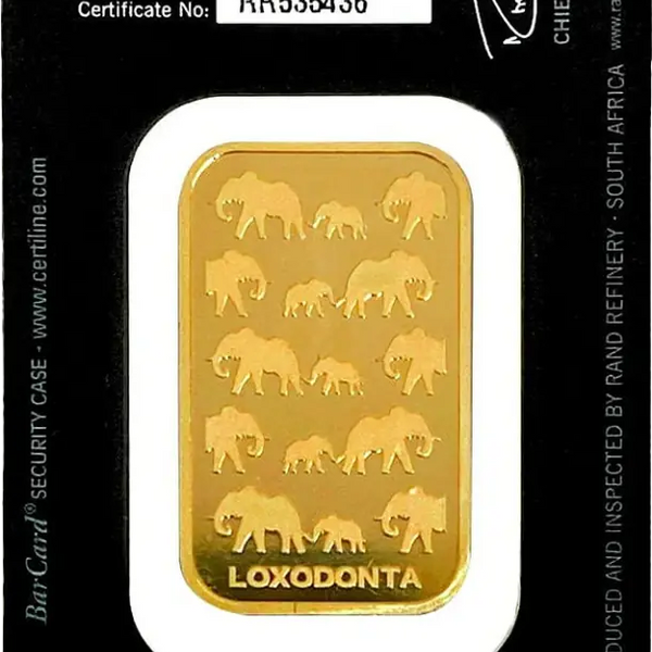 1 oz Lingot Loxodonta Africana Rand Refinery| Or 99,9%