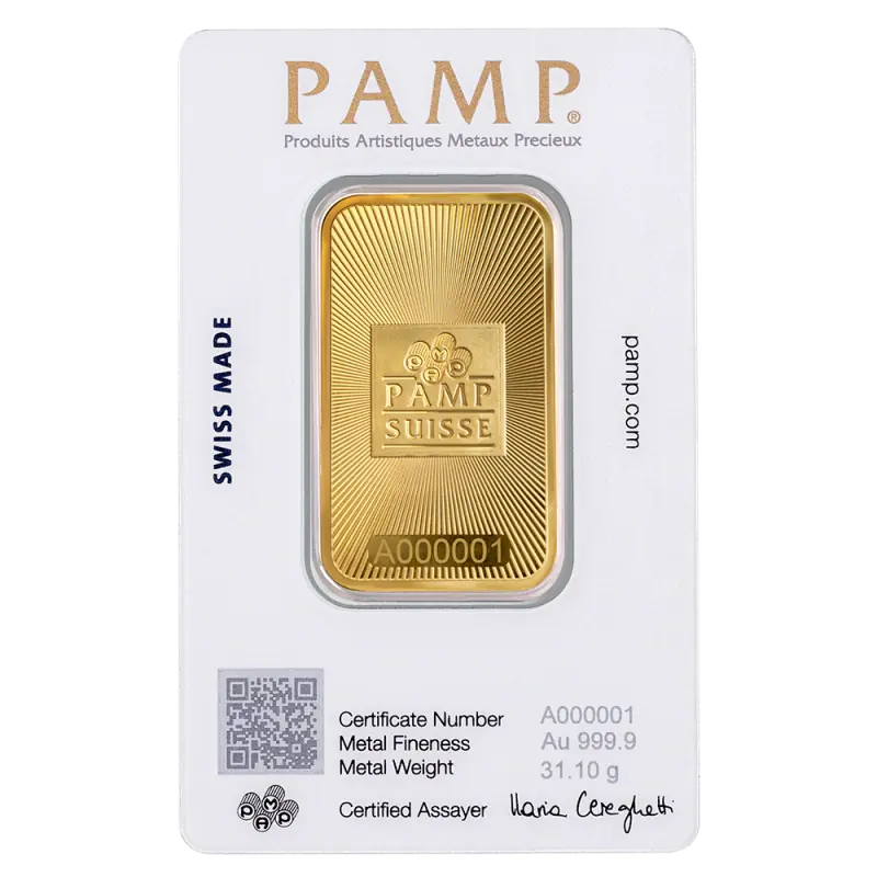 1 oz Lingot PAMP Suisse | Or 99,9%