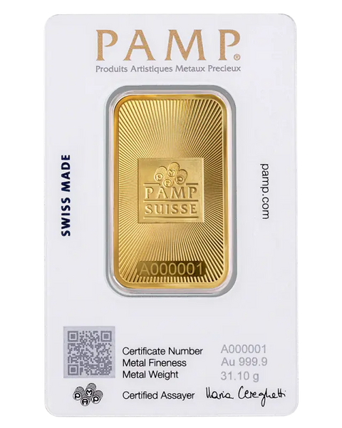 1 oz Lingot PAMP Suisse | Or 99,9%