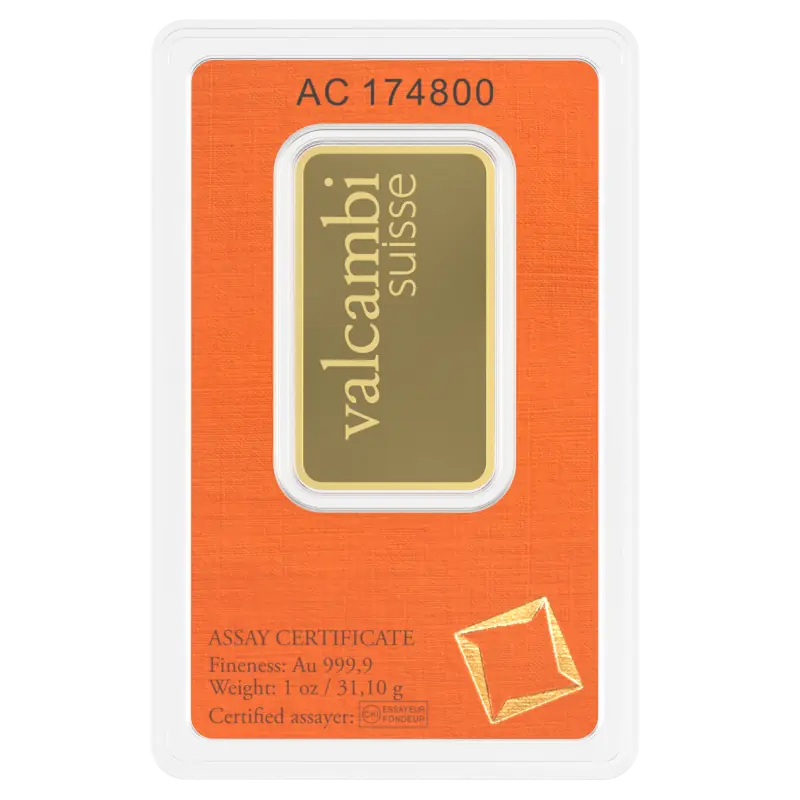 1 oz Lingot Valcambi| Or 99,9%