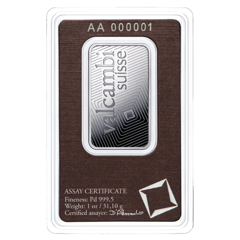 1 oz Palladium Lingot Valcambi