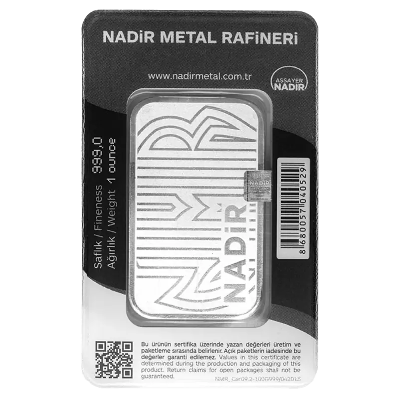 1 oz Lingot Nadir Metal Rafineri| Argent 99,9%