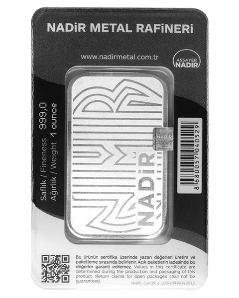 1 oz Lingot Nadir Metal Rafineri| Argent 99,9%