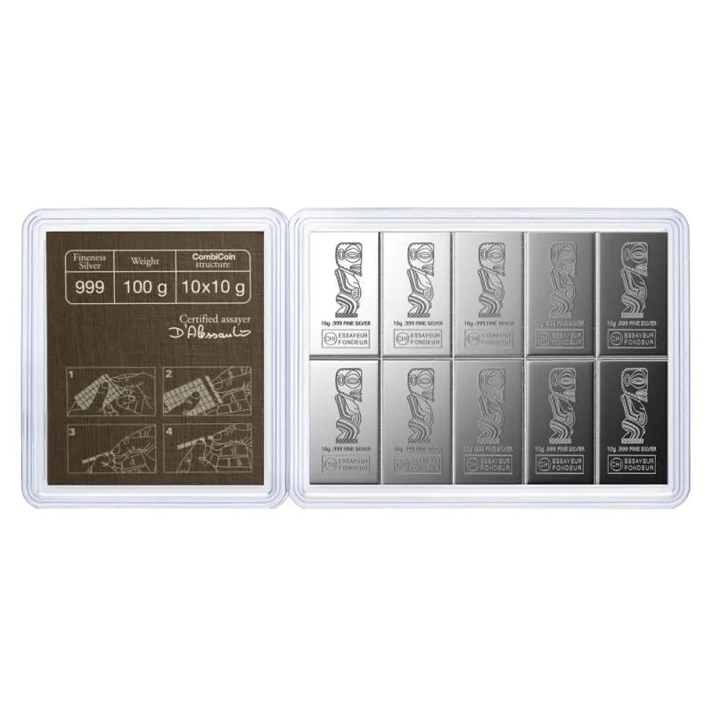 10 x 10g Combibar Valcambi| Argent 99,9%