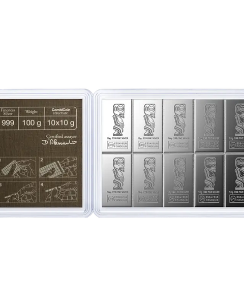 10 x 10g Combibar Valcambi| Argent 99,9%