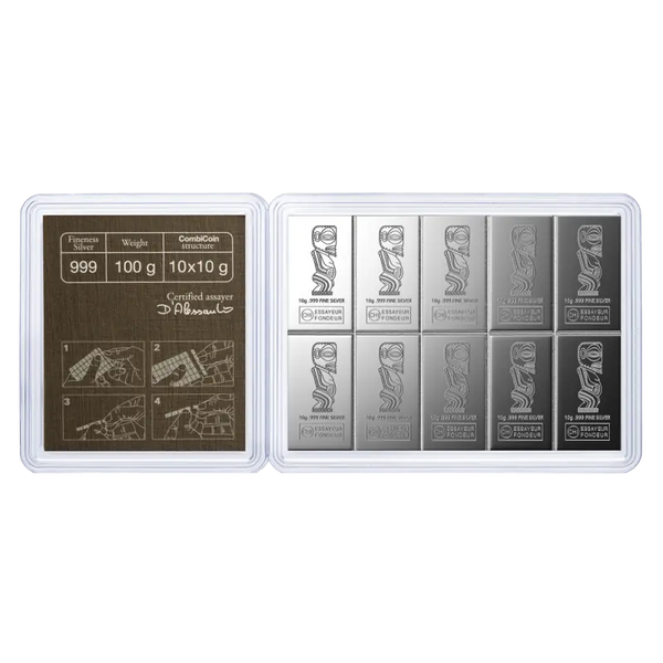 10 x 10g Combibar Valcambi| Argent 99,9%