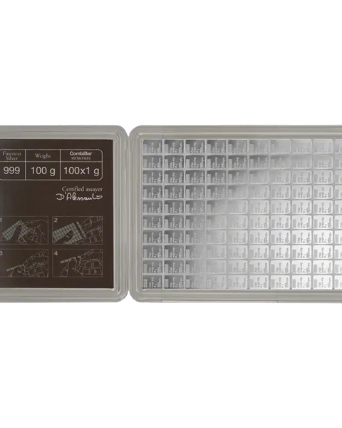 100 x 1g CombiBar® Lingot Valcambi| Argent 99,9%