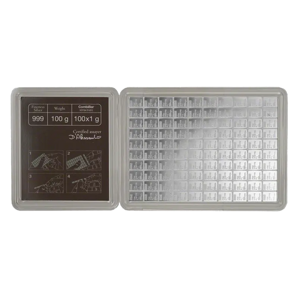 100 x 1g CombiBar® Lingot Valcambi| Argent 99,9%