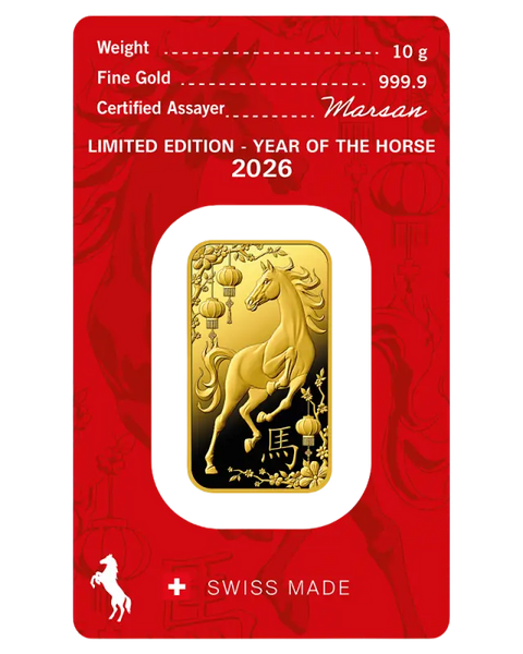 10g Lingot Argor-Heraeus | Year Of The Horse | 2026| Or 99,9%