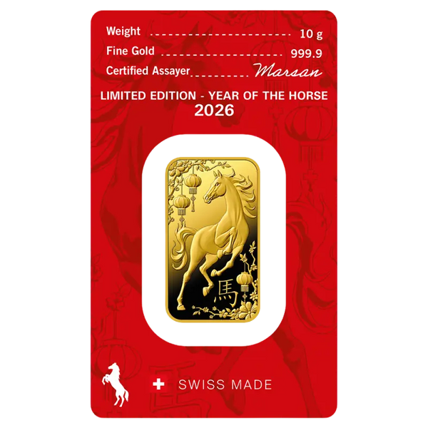 10g Lingot Argor-Heraeus | Year Of The Horse | 2026| Or 99,9%