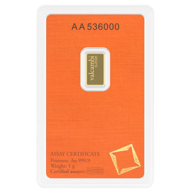 1g Lingot Valcambi| Or 99,9%
