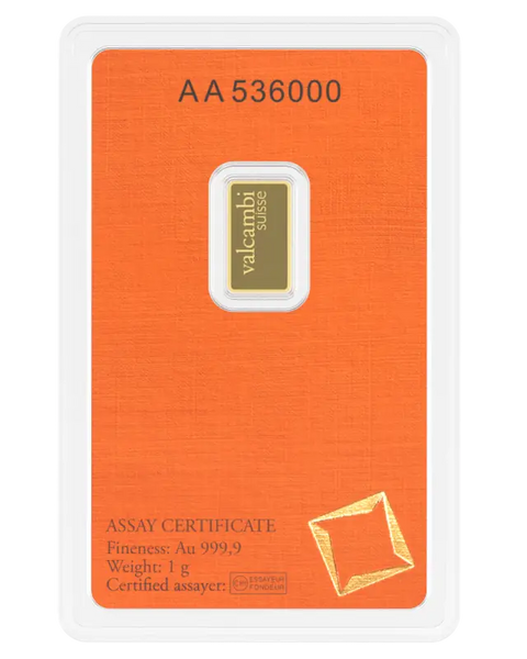 1g Lingot Valcambi| Or 99,9%