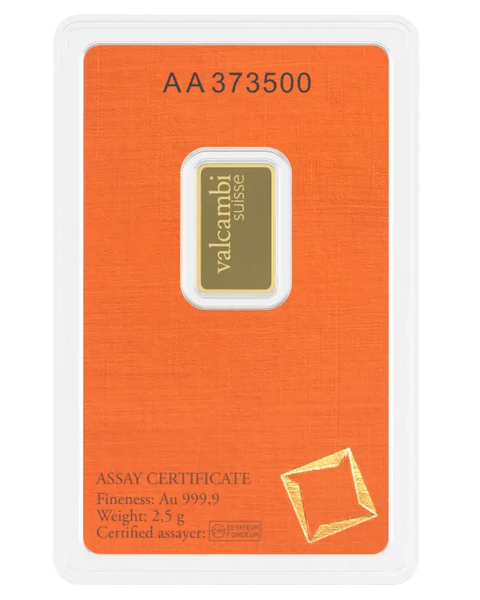 2.5g Lingot Valcambi| Or 99,9%
