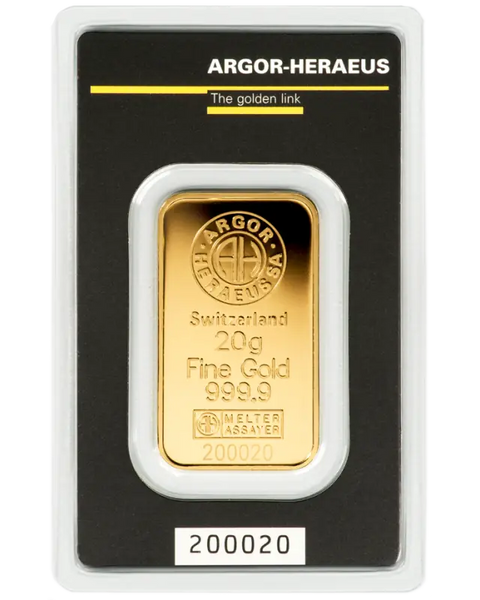 20g Lingot Argor-Heraeus| Or 99,9%