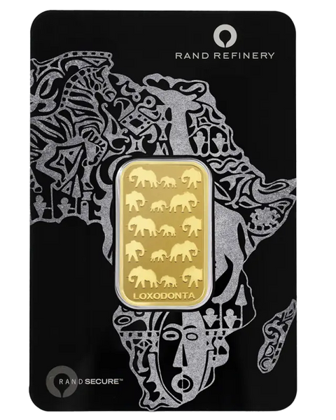20g Lingot Loxodonta Africana | Rand Refinery| Or 99,9%