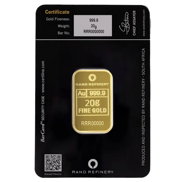 20g Lingot Loxodonta Africana | Rand Refinery| Or 99,9%