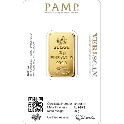 20g Lingot PAMP Fortuna| Or 99,9%