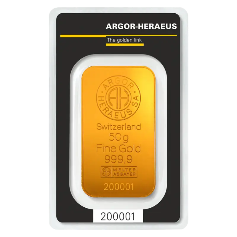 50g Lingot Argor-Heraeus | Minted| Or 99,9%
