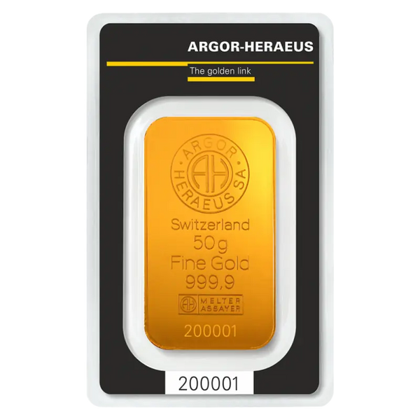 50g Lingot Argor-Heraeus | Minted| Or 99,9%