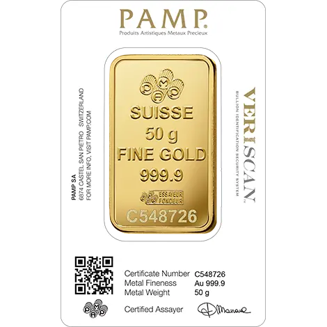 50g Lingot PAMP Fortuna| Or 99,9%
