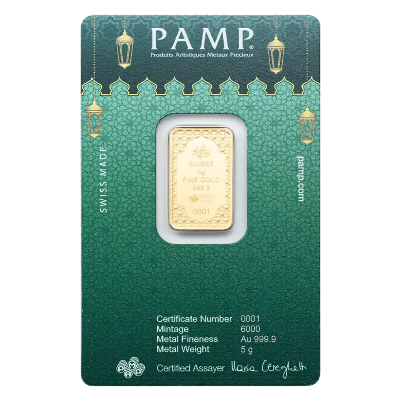 5g Lingot PAMP | Eid Mubarak| Or 99,9%