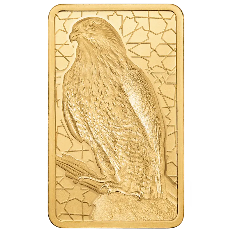 5g Lingot PAMP Fortuna | Faucon arabe avec cadre| Or 99,9%