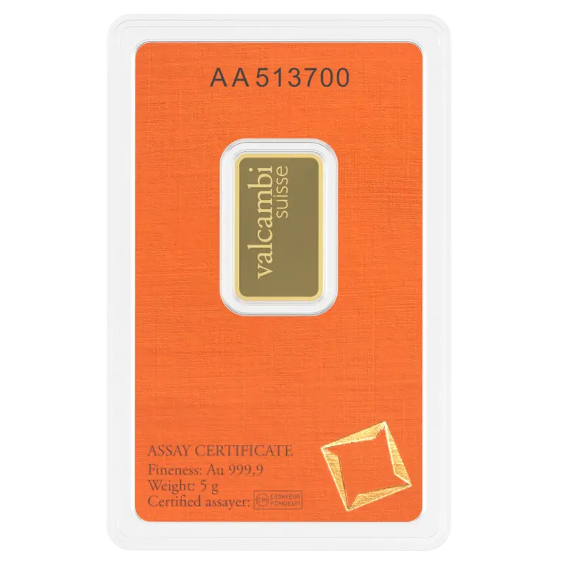 5g Lingot Valcambi| Or 99,9%