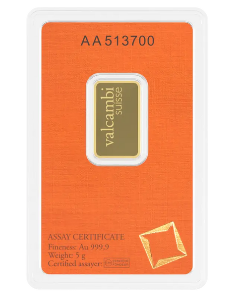 5g Lingot Valcambi| Or 99,9%